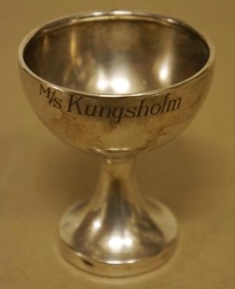 Early 20th century silver-plated ice-cream bowl from the SWEDISH AMERICAN LINER M/S Kungsholm. 