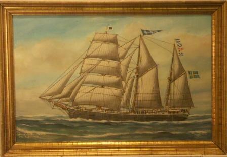 Anna & Meta av Wätö. 20th Century Ship Portrait, Watercolour/gouache.