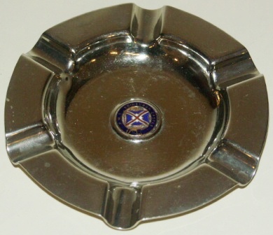 Mid 20th century stainless ashtray from the R.M.S. Edinburgh Castle of the Union Castle Mail SS Co. 