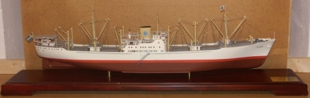20th century built model depicting the Swedish cargo vessel M/S BURMA, Scale 1:150. Built by AB Eriksbergs Mek. Verkstad Gothenburg 1952 for AB Svenska Ostasiatiska Kompaniet, Gothenburg. Mounted in glass case. 
