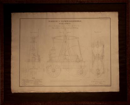 "Machine à vapeur locomobile, de la force de 6 chevaux, système de Maudslay, perfectionnée par A. Hallette, Ing. Mec à Array. (cette machine a été construite pour le port de Cherbourg)."