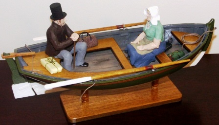 21st century built model depicting a "Kullbåt", a typical rowing boat used on Stockholms Ström in the 19th century