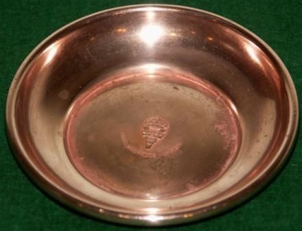 Early 20th century small copper plate, marked with the Swedish Navy's ironclad emblem HMS Drottning Victoria.