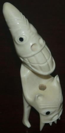 Early 20th century carved Greenland whale tooth from the village Narsak, "Erik den rödes by" (Erik the Red's village).