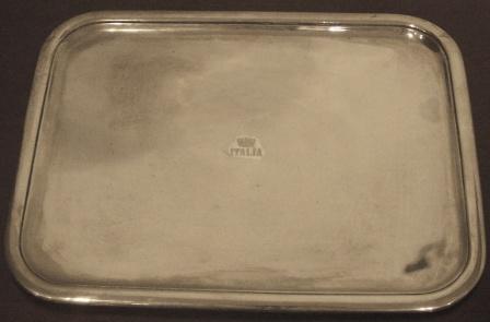 Early 20th century inox/stainless steel tray from the Italian shipping company Italia. Crown marked and manufactured by Broggi Italy.