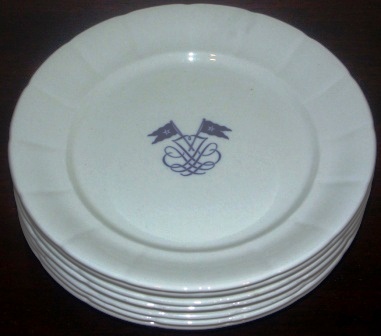 20th century bone china plates from the Swedish shipping company JOHNSON LINE. Made by Gustavsberg, Sweden. 
