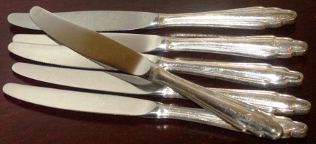 Silver-plated knifes with stainless blade, used onboard the GFL, Göteborg-Fredrikshavns Linjen
