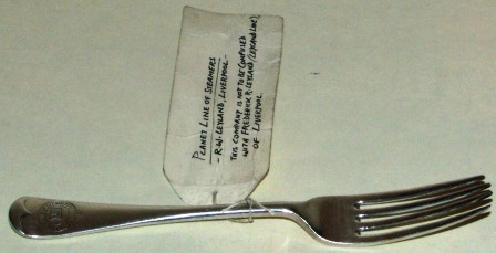 Late 19th century fork from the fleet of steamships "Planet Line of Steamers", R.W. Leyland & Co shipping company, Liverpool. Made of silver.