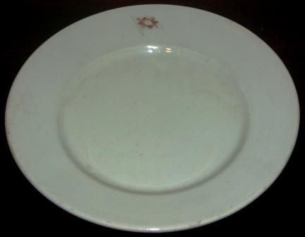 Early 20th century salvaged china/stoneware dinner plate from the Hamburg-based shipping company HH A&C.