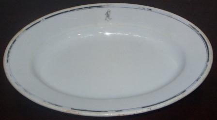 1920's/1930's salvaged china/stoneware plate from Hamburg America Line (HAPAG). Made by Bauscher Weiden.