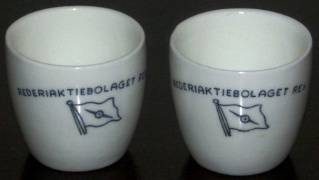 Mid 20th century egg cups from the Swedish shipping company "Rederiaktiebolaget REX". 