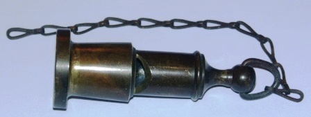 Early 20th century brass voice-tube whistle.