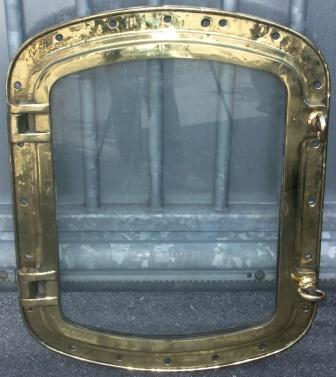 20th century large brass porthole with lid to open