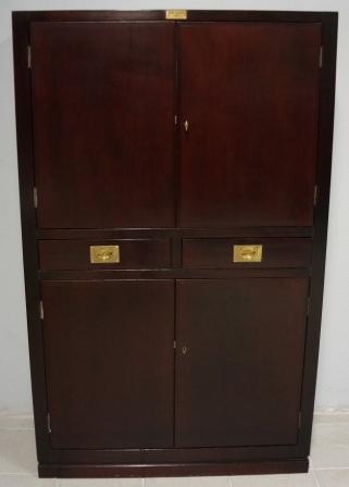 Cabinet in mahogany from the British liner M/S Campana. Two drawers & two double doors with two adjustable shelves/four compartments.