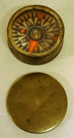 Mid 19th century pocket compass, brass case