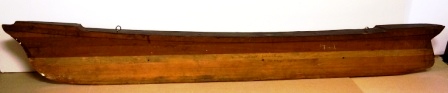 Shipbuilders' half-block model dated 1891 and depicting a "4-mastadt jernskepp". Pine-wood and mahogany. Signed C.O. Liljegren.