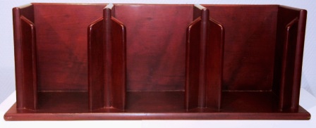 Wall-mounted plate rack / plate stand in mahogany from M/S Arolla, Nautilus shipping company.