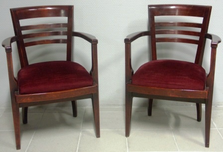 A pair of 20th century upholstered chairs from the Italian 12-13 000 tonnage liner M/N G. Verdi. 