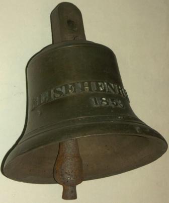 Mid 19th century bronze ship's bell from the ELISE HENRIETTE dated 1853. 