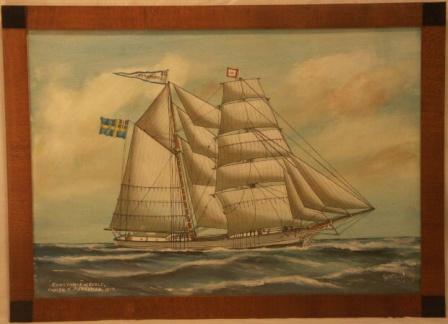 Constance af Gefle. 20th Century Ship Portrait, Watercolour/gouache.