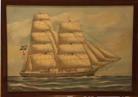 Charles-Vätö. 20th Century Ship Portrait, Watercolour/gouache.