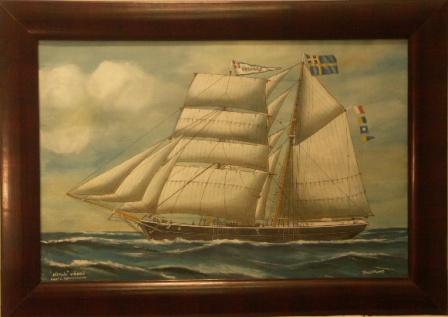 Vitalis-Väddö. 20th Century Ship Portrait, Watercolour/gouache.