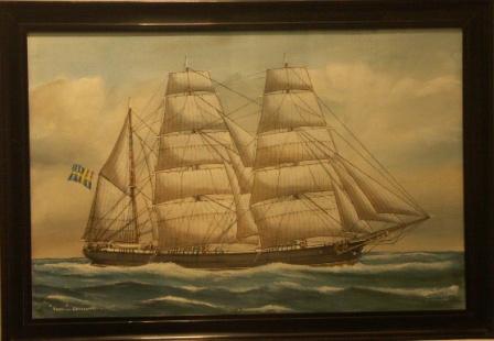 Gurli av Göteborg. 20th Century Ship Portrait, Watercolour/gouache.