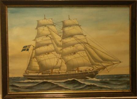 Emelie av Norrtelje. 20th Century Ship Portrait, Watercolour/gouache.