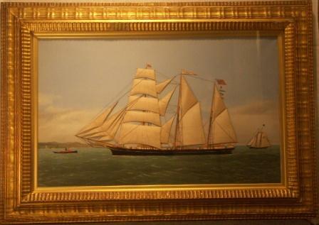Silk Picture depicting the sailing vessel ILMA af Kristiania, Capt. H. Jacobsen. Flying the Norwegian/Swedish Union Flag