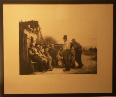 Fiskere ved "Stokken" i Hornbaek. 20th Century engraving. 