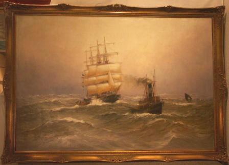 German 4-masted barque. Early 20th Century oil on canvas.