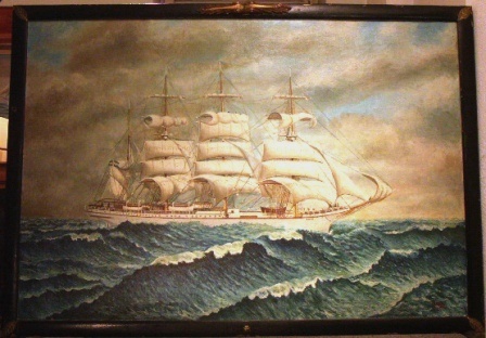 The Swedish four-masted barque Ocean. 20th Century oil on canvas. 
