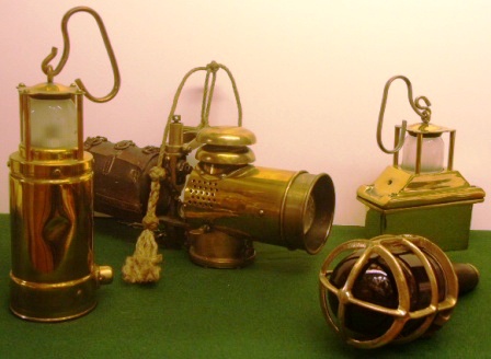 20th century morse, signal and emergency lights made of solid brass.