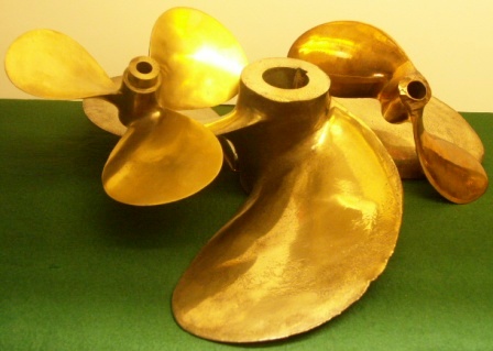 20th century two, three and four-bladed propellers in solid brass.