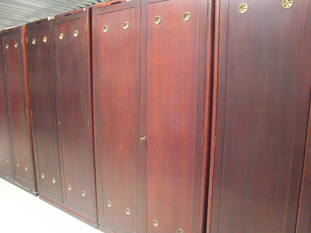 Wardrobes with double doors from M/S Hohenfels Hansa Bremen, shipping company Norddeutscher Lloyd (NDL). Including drawer, compartment, shelf and bar.