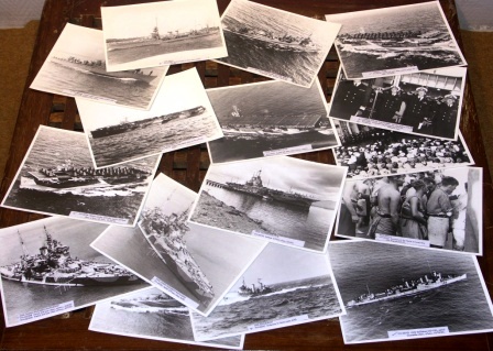 Large selection of British, French, Japanese & US photographs depicting WWII warships and crewmembers.