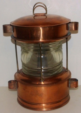 Early 20th century electrified copper anchor light. Marked K60149JK 20-2-61. Manufacturer unknown.