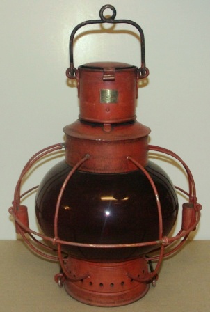 Early 20th century anchor light, made by Karlskrona Lampfabrik, Sweden. Complete with kerosene burner.