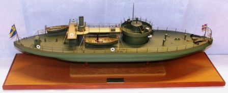 20th century built model depicting the MONITOR constructed by John Ericsson 1882 and flying the Naval Swedish-Norwegian Union Flag. 