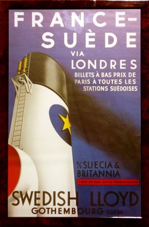 France- Suède via Londres with S/S SUECIA & BRITANNIA of the shipping company Swedish Lloyd. 