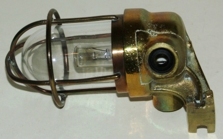 20th century electrified (low voltage) engine room / bulkhead light made of solid brass.
