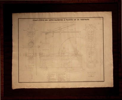 "Plan d'une des deux machines à vapeur de 20 Chevaux."