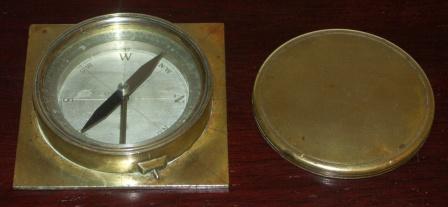 Early 20th century brass compass with lid. 