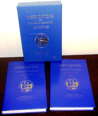 "Deep diving and submarine operations" by Robert H. Davis. 2 volumes of the limited edition (No 116/1500) of Siebe Gormans 175th year anniversary box. 9th edition, published 1995. 693 pages. 