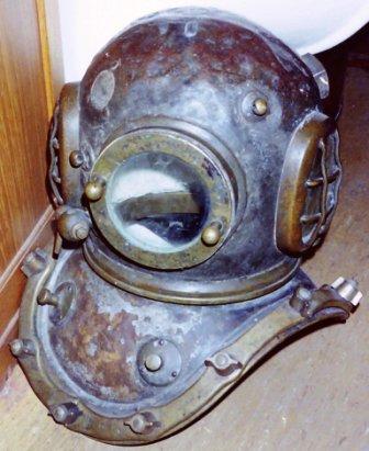 Early 20th century copper diving helmet. Manufacturer unknown. 