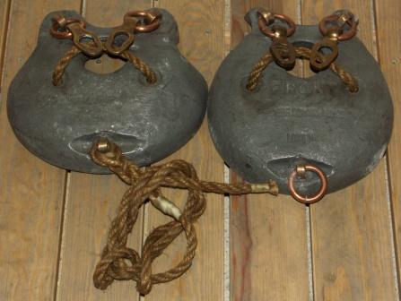 20th century Siebe Gorman front and back led weights.