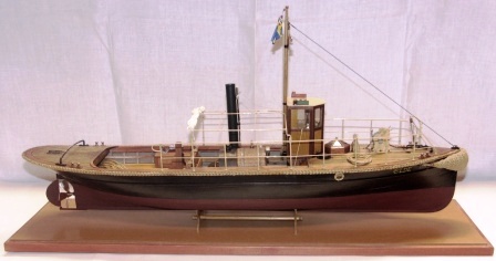 20th century built model depicting the steam-powered tug ELDE, flying the Swedish-Norwegian Union Flag. Complete with individually built and functional steam engine. 