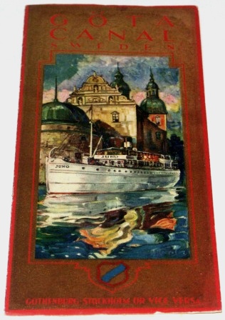 Brochure presenting the 1929 "Göta Kanal" Cruise, the waterway between the east and west coast of Sweden (Stockholm to Gothenburg). By the Göta Kanal Steamship Company. 