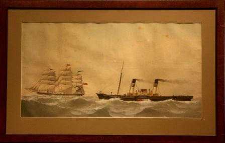 The paddle steamer "Hotspur" racing White Star Lines fullrigged ship Dawpool