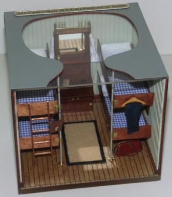 20th century sailor-made model depicting a 1935 Swedish American Line M/S GRIPSHOLM third class cabin.